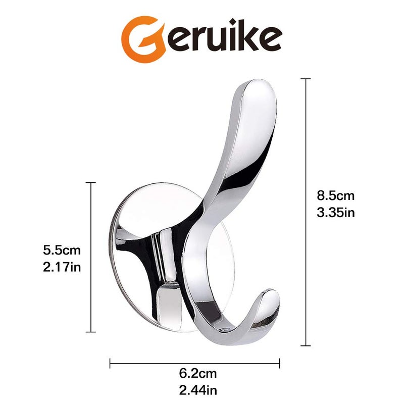 GERUIKE Adhesive Coat Hooks Stainless Steel Self Adhesive Robe Towel Bathroom Kitchen Wall Hook No Screws Damage Free - Image 4